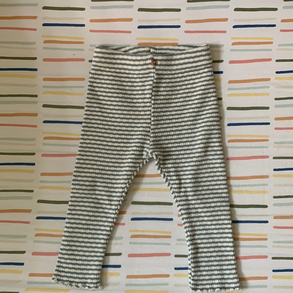 Zara green and white striped pants. Size 12-18 mo.